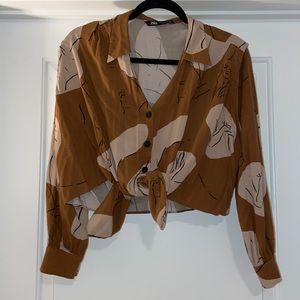 Zara printed cropped shirt